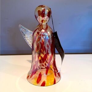 Zorza Handcrafted Blown Glass Angel Figurine - Red and Gold